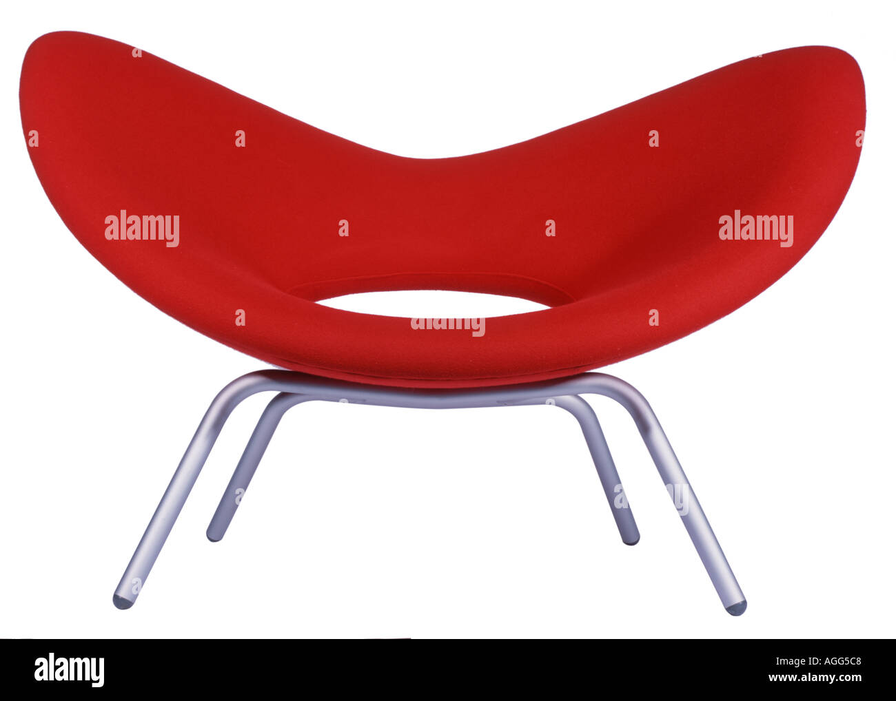 Metall und rotem Stoff Stuhl Stockfoto