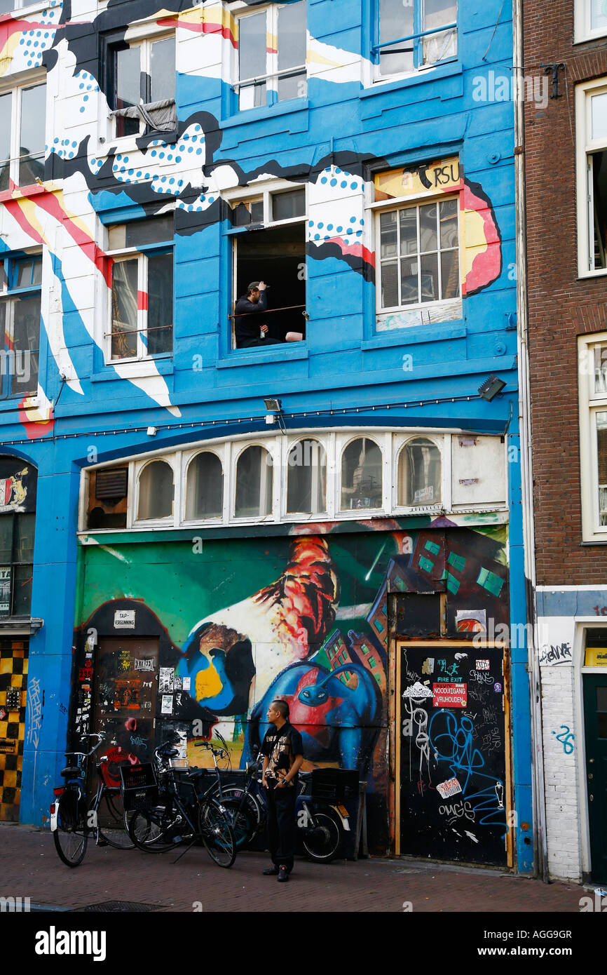 Die Fassade des Vrankrijk Restaurant am Spuistraat Amsterdam Holland Stockfoto