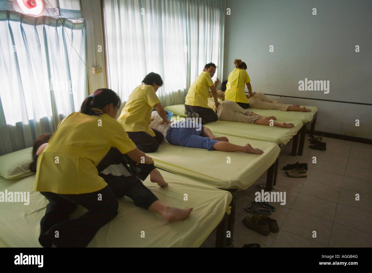 Traditionelle Thai Massage Schule Wat Po Bangkok Thailand diese ist die älteste Massageschule in Thailand Stockfoto