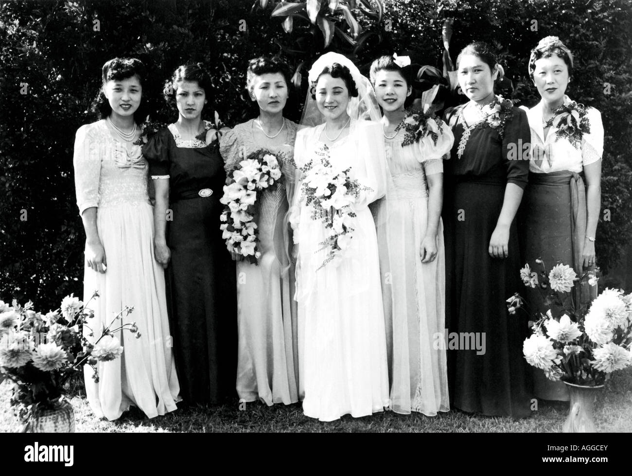 Bridal Party, Familienfoto, Vintage Foto ca. 1960 Stockfoto