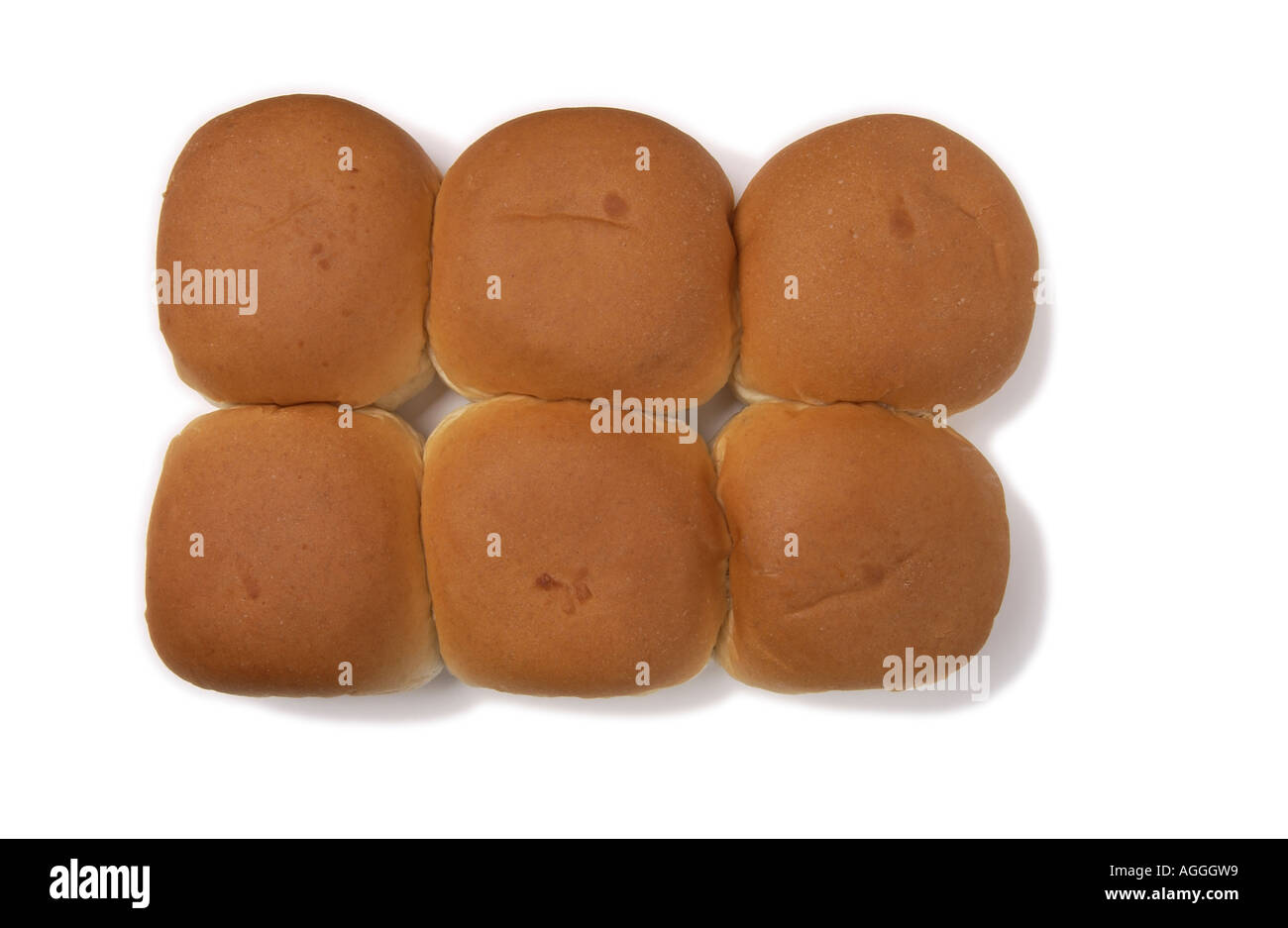Sechs Brötchen miteinander verbunden Stockfoto
