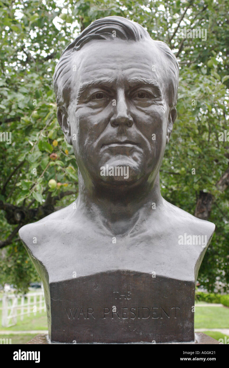 FDR Krieg Präsident Büste des FDR bei Franklin Delano Roosevelt Präsidentenbibliothek Stockfoto