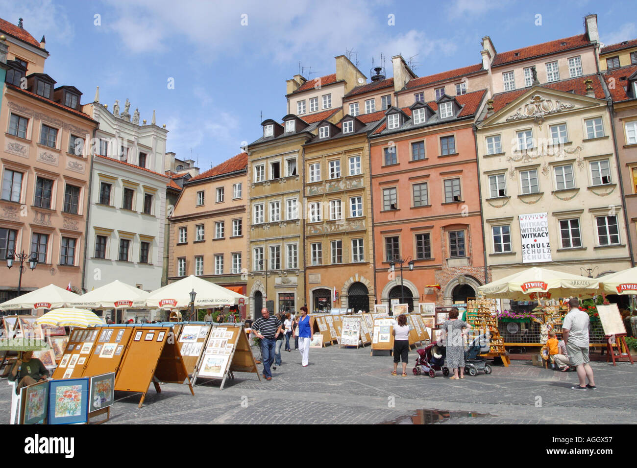 Altstädter Ring Warschau Polen Szene zeigt barocken Bauten und Kunstwerke zum Verkauf Stockfoto