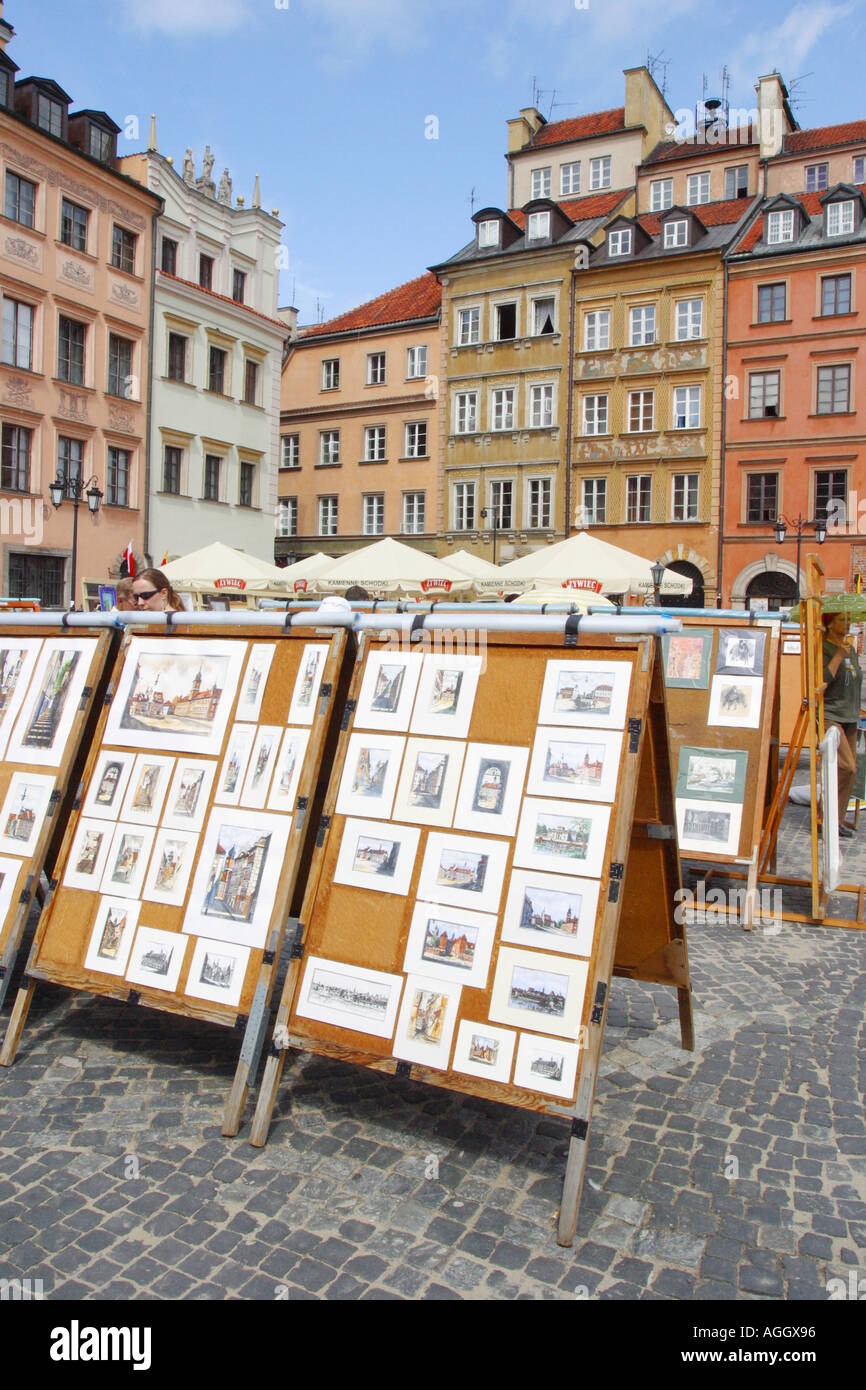 Altstädter Ring Warschau Polen Szene zeigt barocken Bauten und Kunstwerke zum Verkauf Stockfoto