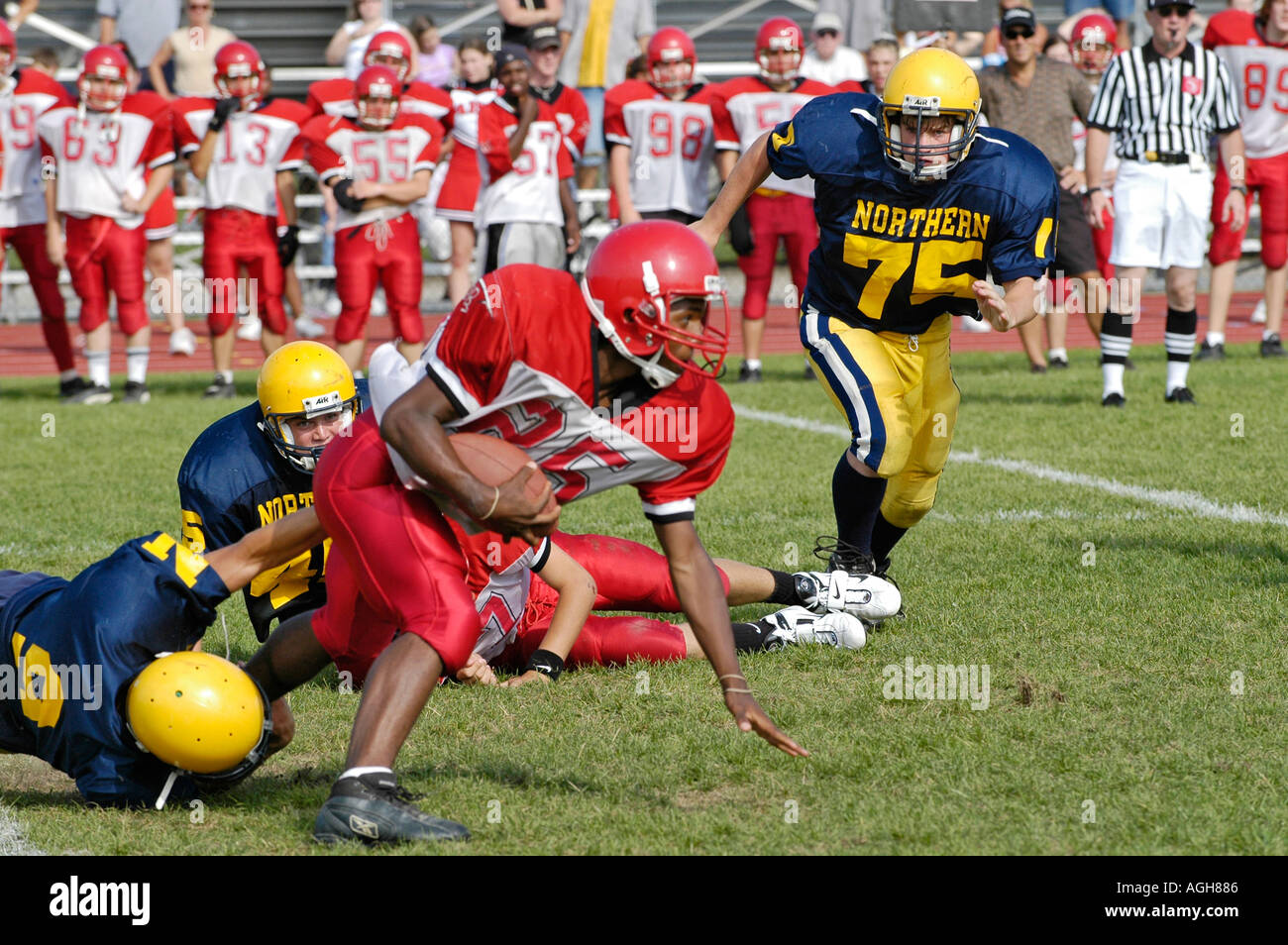 High School Football Aktion Port Huron, Michigan Stockfoto