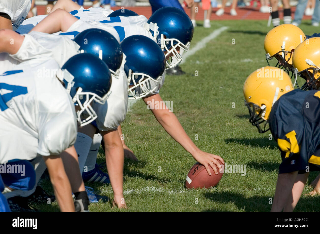 Port Huron Michigan American High School Fußball-action Stockfoto