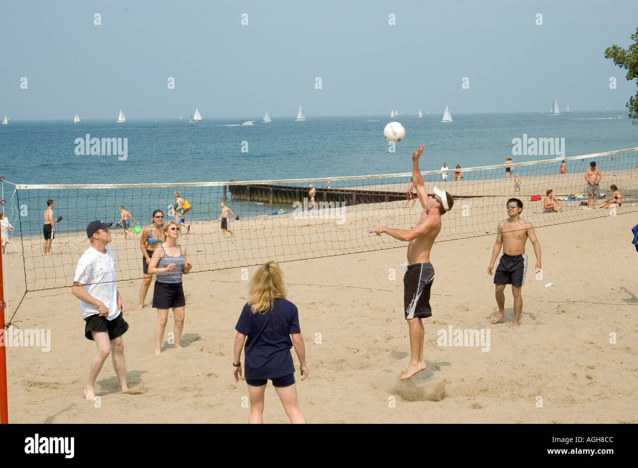 Beachvolleyball Aktion Port Huron, Michigan Stockfoto