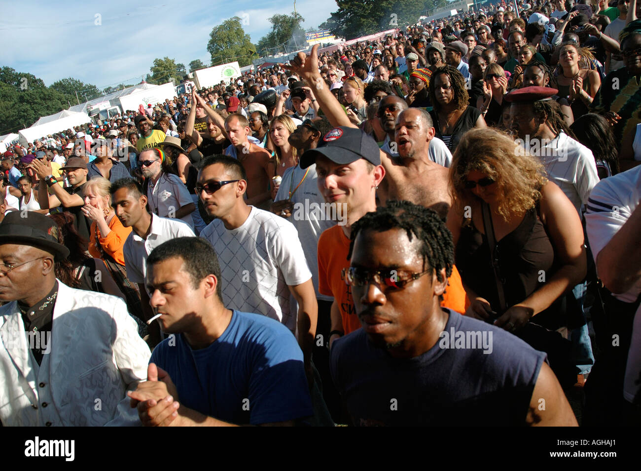 Multikulturelle Gruppe in lambeth Country Fair in Brockwell Park South London. Stockfoto