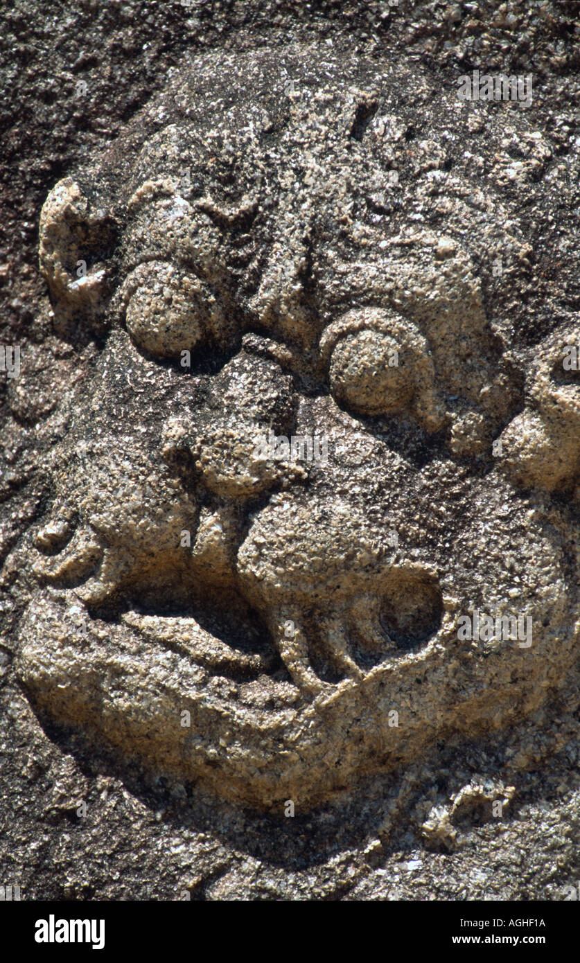 Stone carving-bei Polonnaruwa Tempelruinen, Sri Lanka Stockfoto