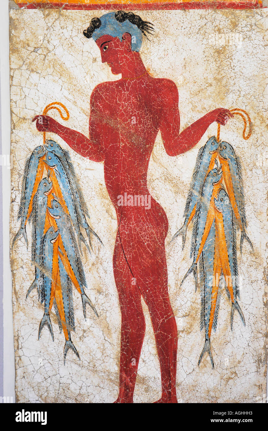 Gemälde an der Wand des griechischen Gottes, Dorf Oia, Santorin, Griechenland Stockfoto