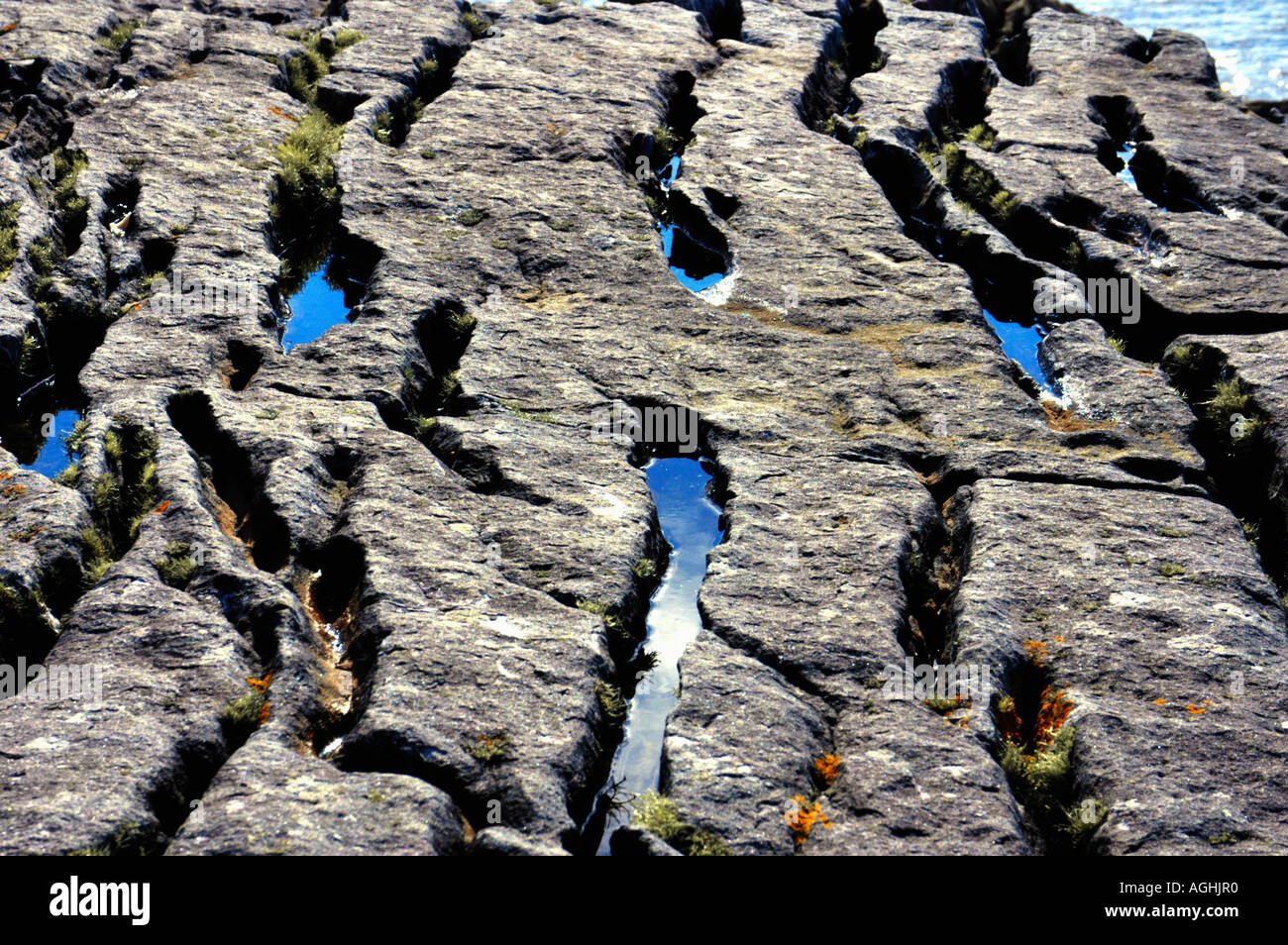 Furchen geschnitzt, während die Iceage, Elgol und Cuillin Hills, Isle Of Skye, Schottland Stockfoto