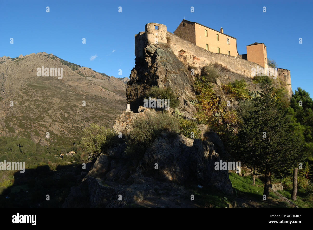 Le Nid d Aigle der Zitadelle Corte Korsika Stockfoto