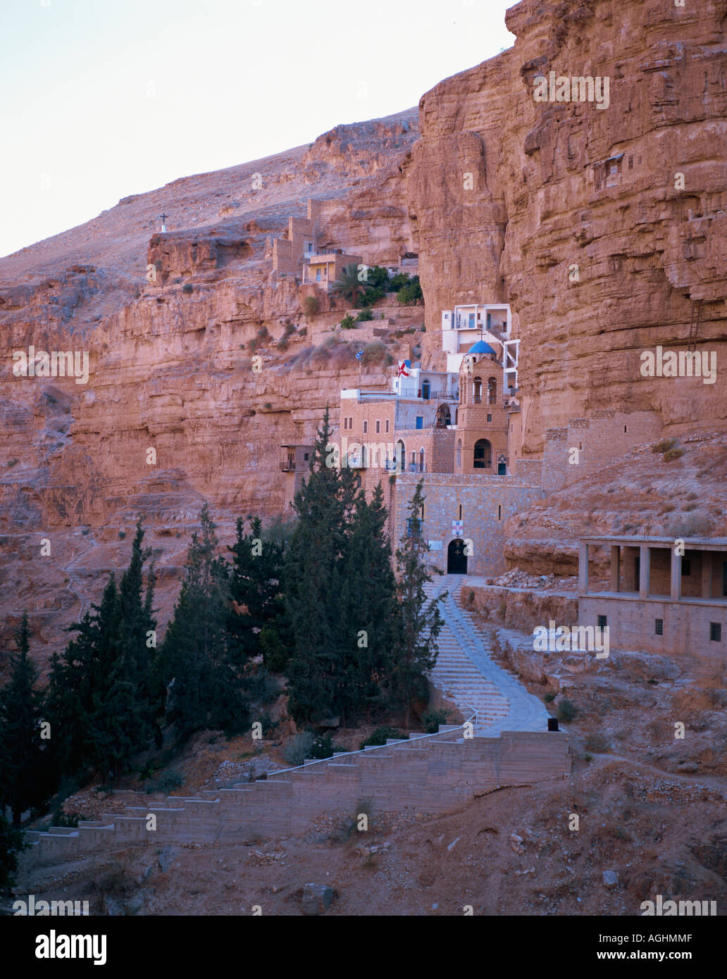Israel Jericho St George Kloster Bergkulisse Stockfoto