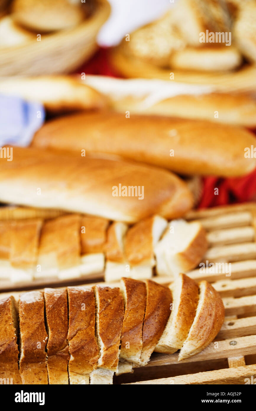 Nahaufnahme der Scheiben Brot Stockfoto