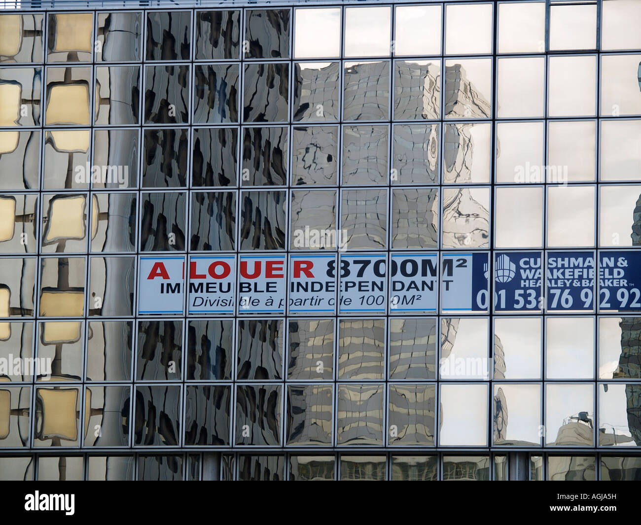 Büroräume zu vermieten Schild in der Gegend von La Defense Paris Frankreich Stockfoto