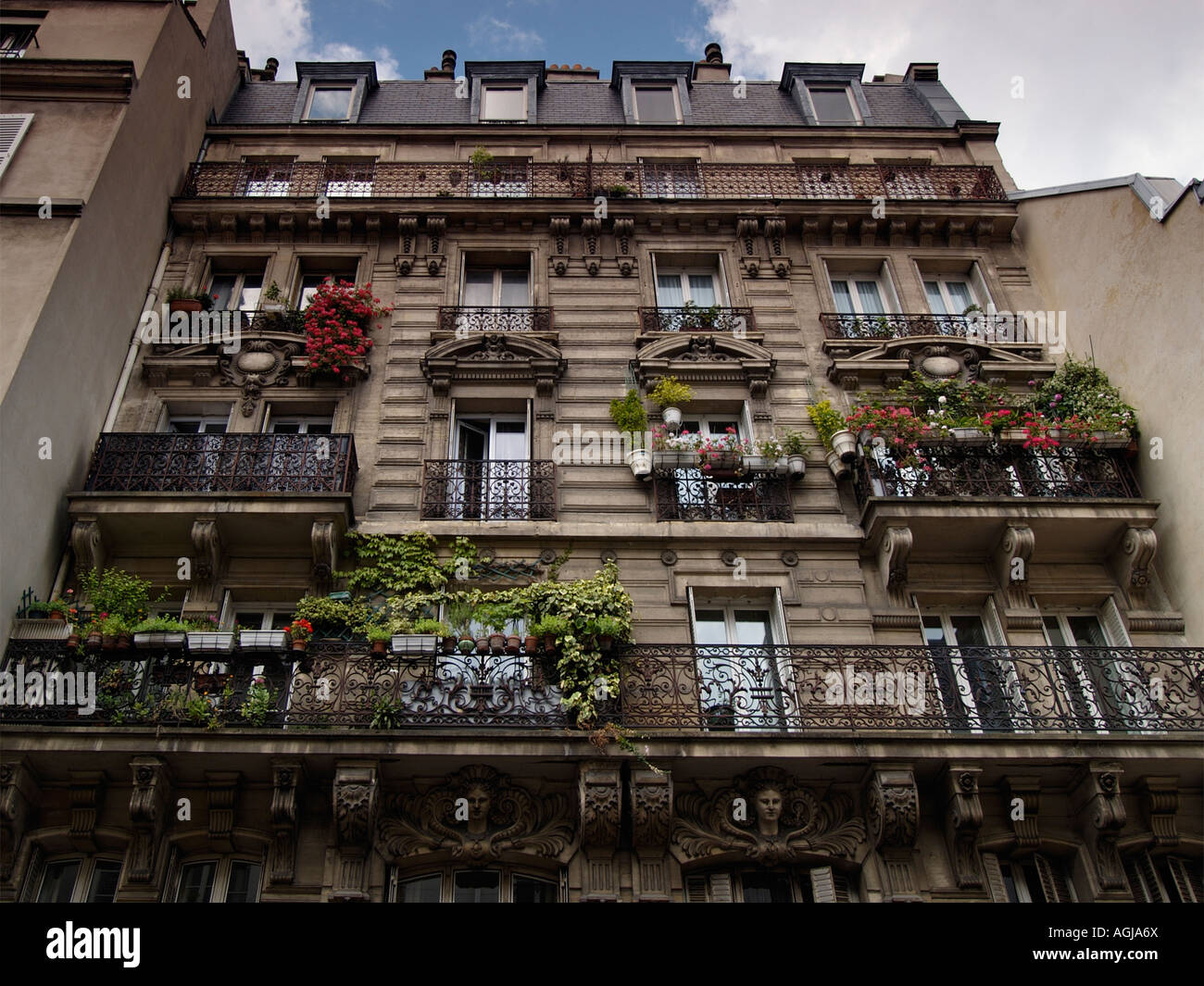 Typische le Marais Gebäude Paris Frankreich Stockfoto