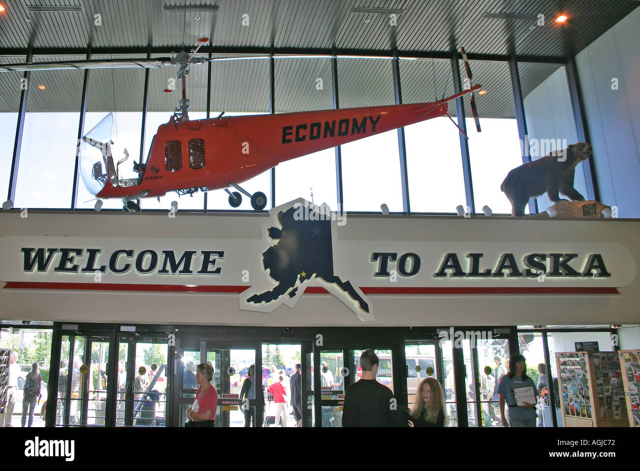 Willkommen Schild am Flughafen von Anchorage Alaska usa Stockfoto