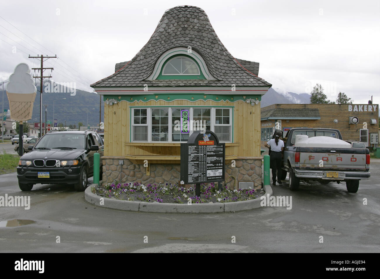 Eine typische Fahrt durch Coffee Shop in Palmer alaska Usa Stockfoto