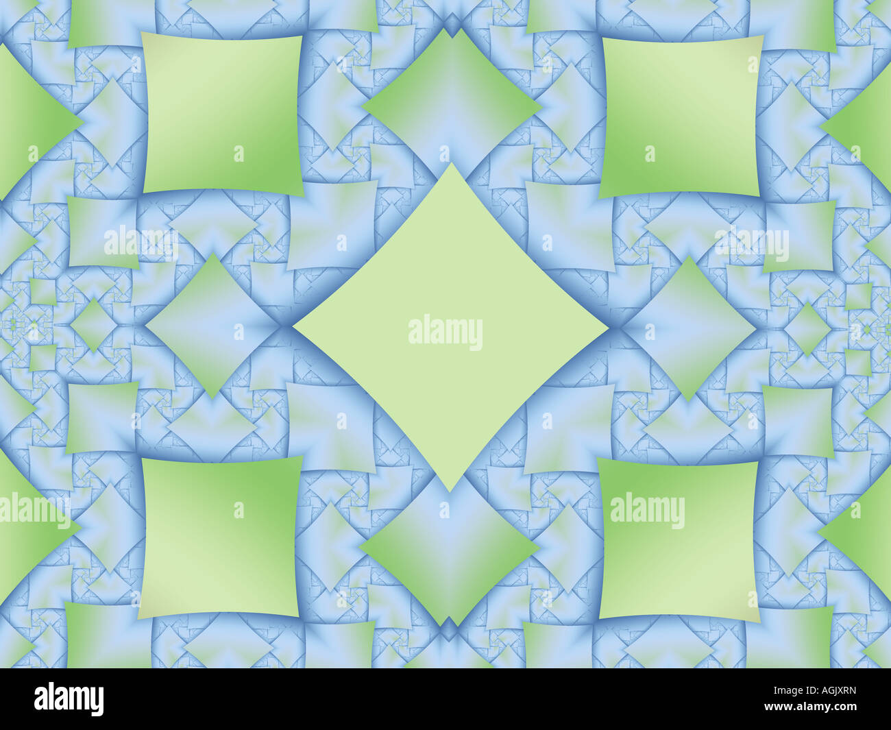 Ornament mit Fliesen und Rhombus in Grün und Blau. Bunte Muster für Tapeten, Textilien, Bettwäsche, Vorhänge, etc. Stockfoto