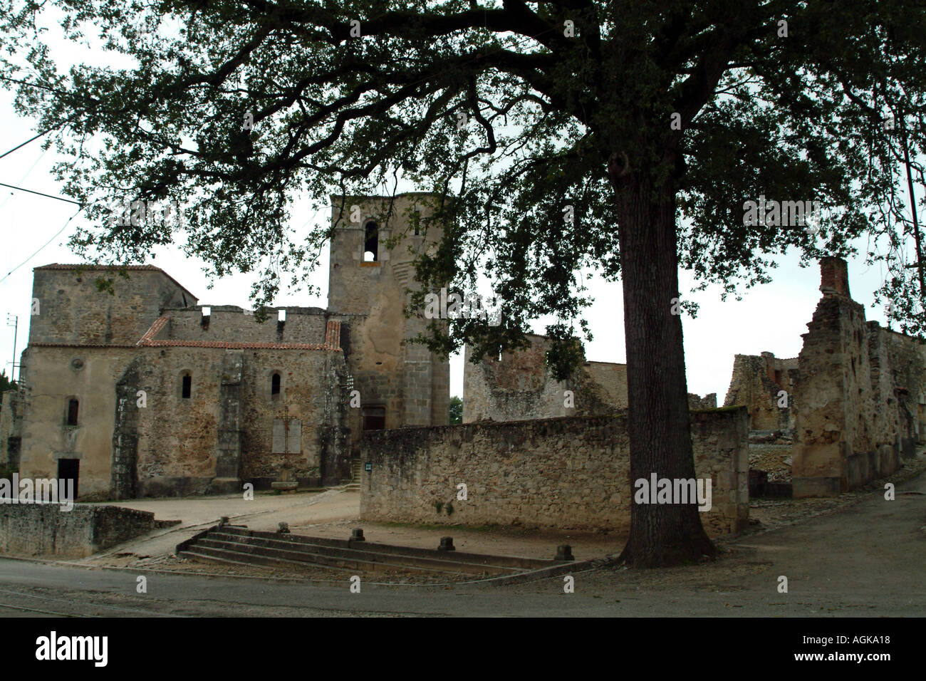 Französische Stadt Oradour Sur Glane, wo deutsche Soldaten am 10. Juni 1944 642 Menschen Frankreich EU geschlachtet Stockfoto