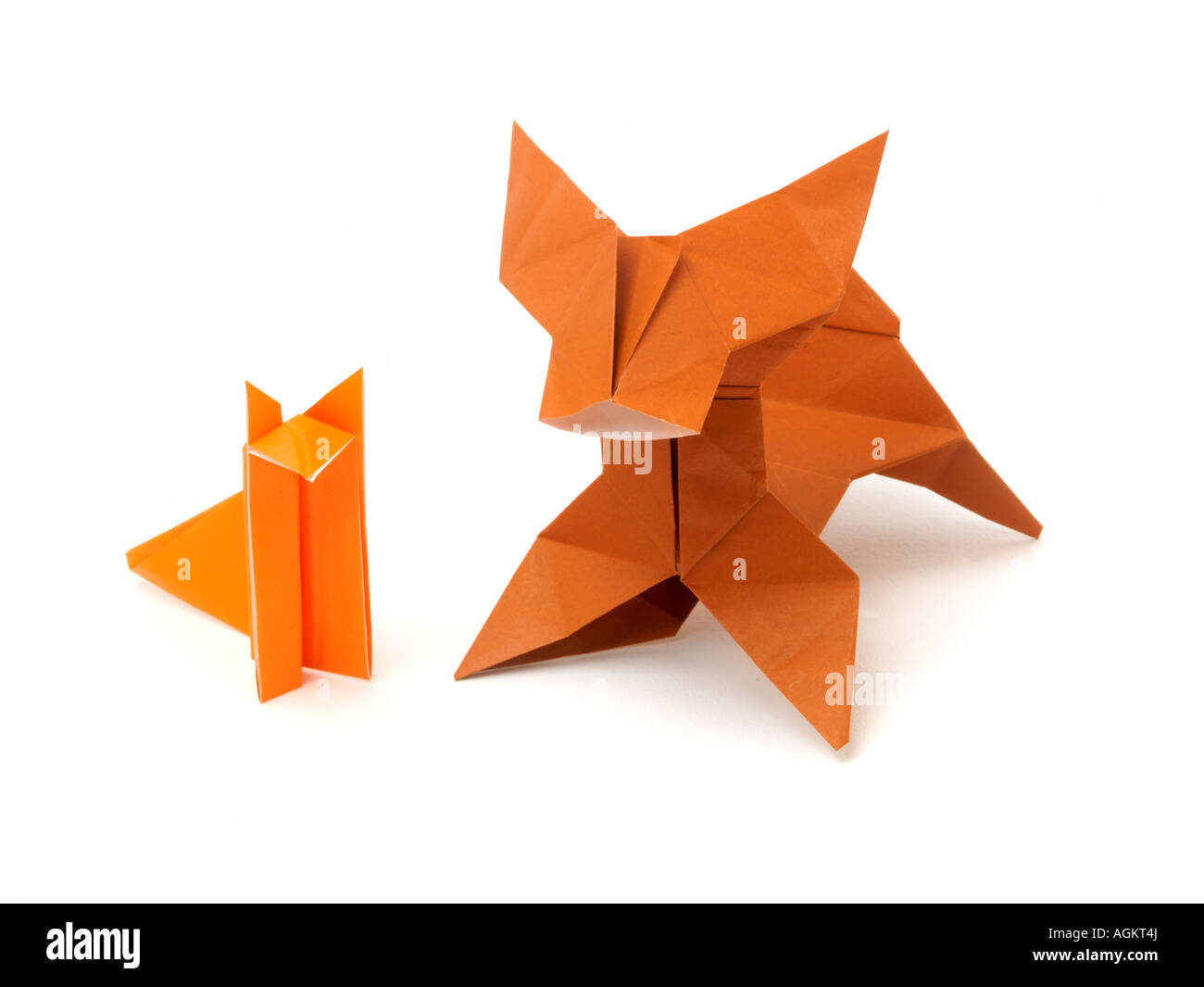 Origami-Hund-Fuchs und Hund Stockfoto
