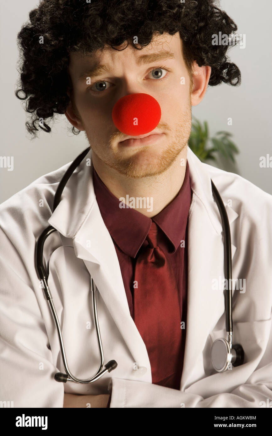Arzt der traurige clown Stockfoto