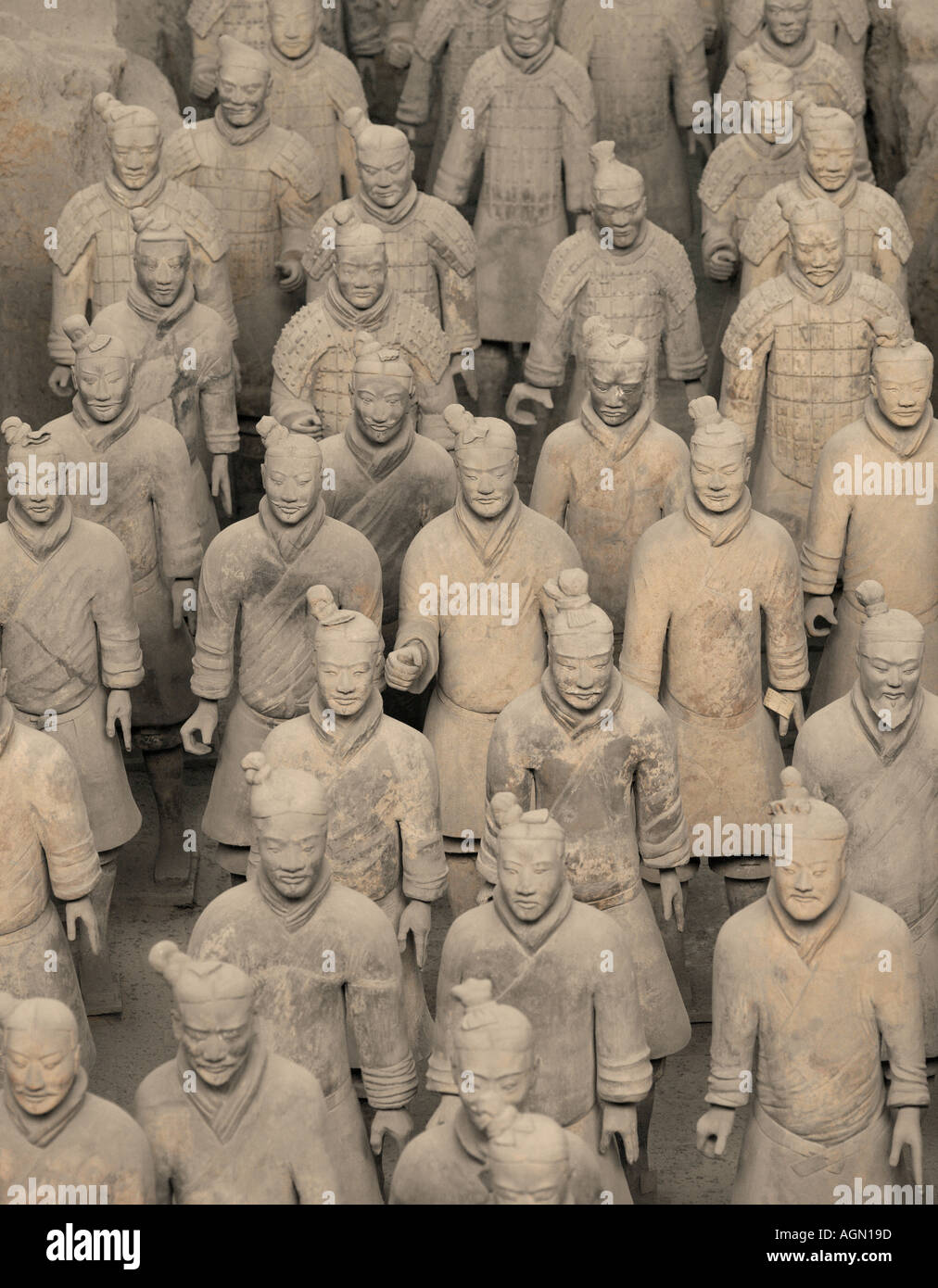 Figuren der Terrakottaarmee in Xian in China Stockfoto