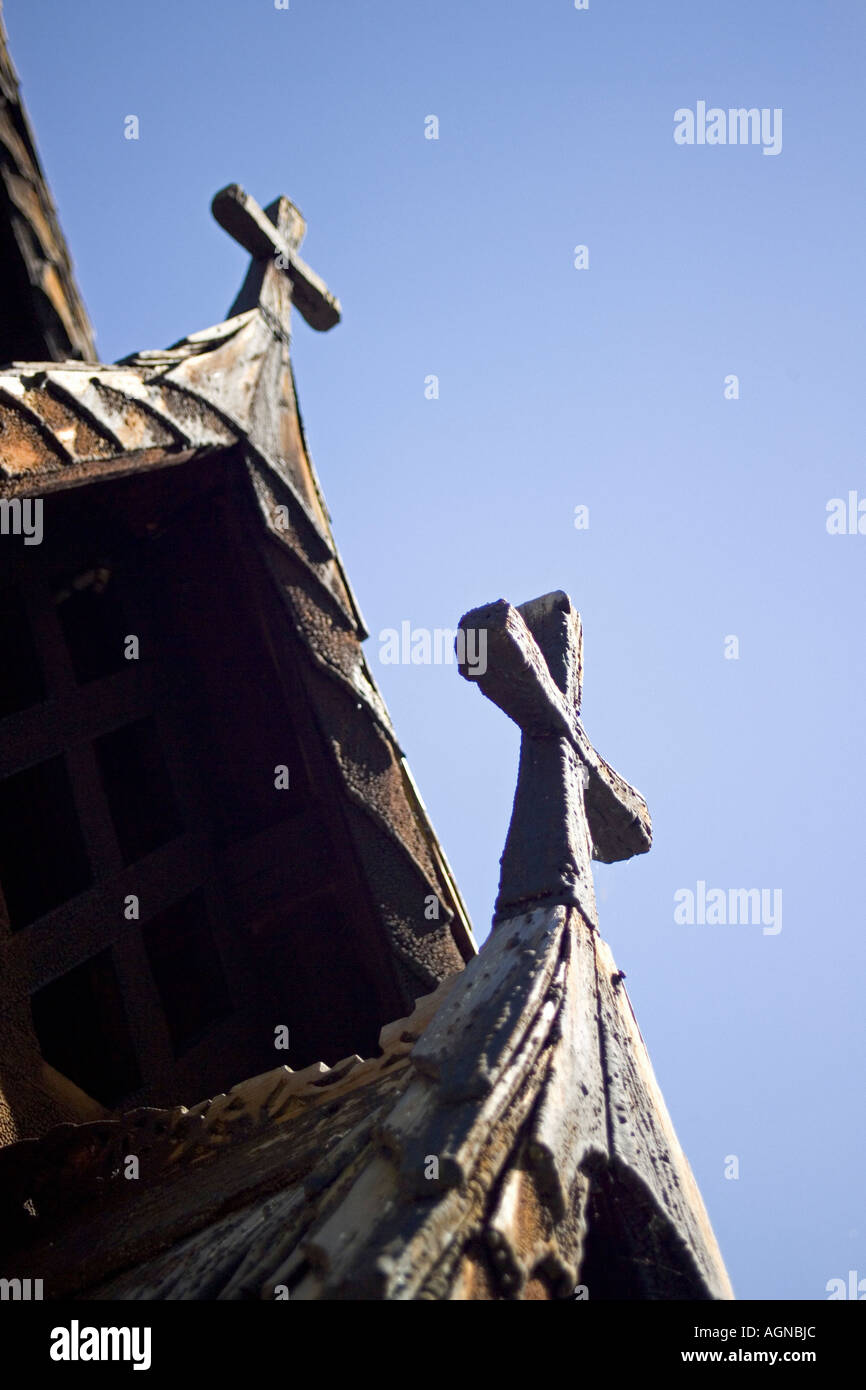 Borgund Starvkirke im Laerdal-Tal in der Nähe von Laerdalsoyri Norwegen Stockfoto