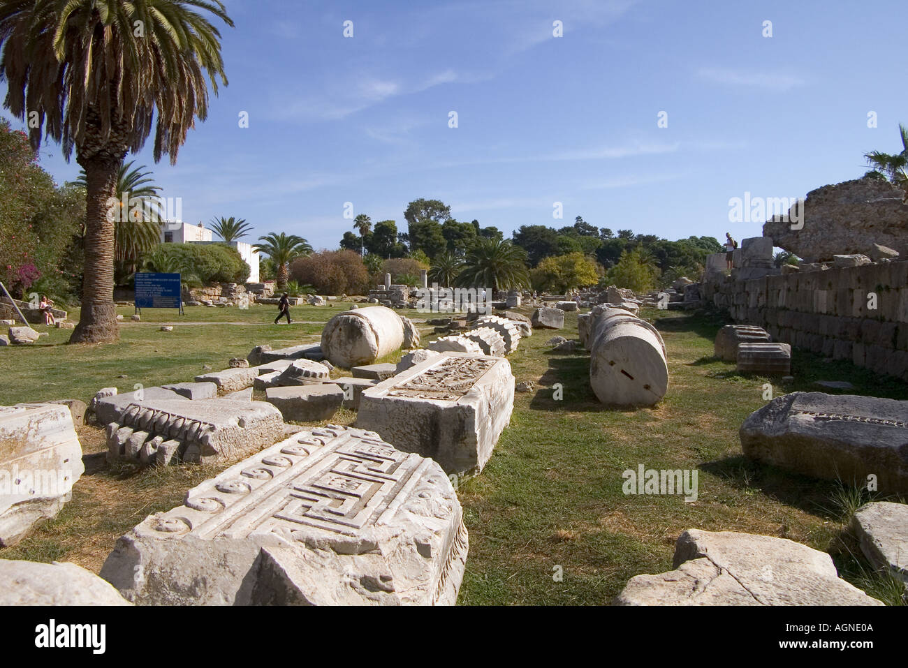 dh Antike Agora KOS-STADT GRIECHENLAND KOS Antike Agora-Tempel geschnitzte griechische Steinruinen Stockfoto
