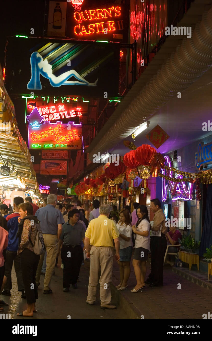 Patpong Rotlicht- und Vergnügungsviertel Bang Rak Bezirk Bangkok Thailand Stockfoto