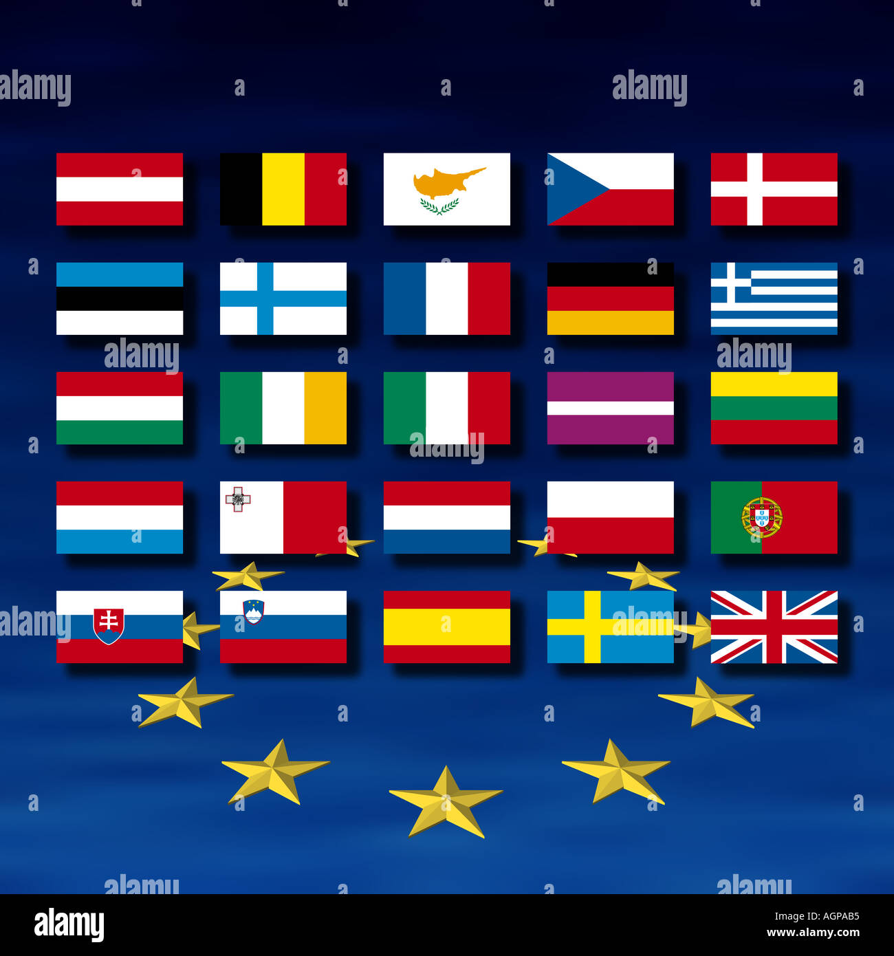 Stern Kreis und Flaggen der Mitgliedsländer der Europäischen Union Stockfoto, Bild 2648756 Alamy