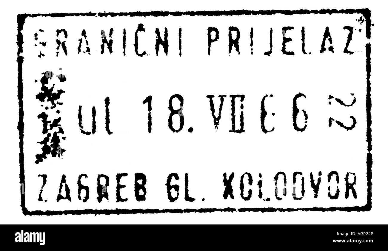 Kroatischen Reisepass Visum Stempel - Zagreb-Bahnhof (geht) Stockfoto
