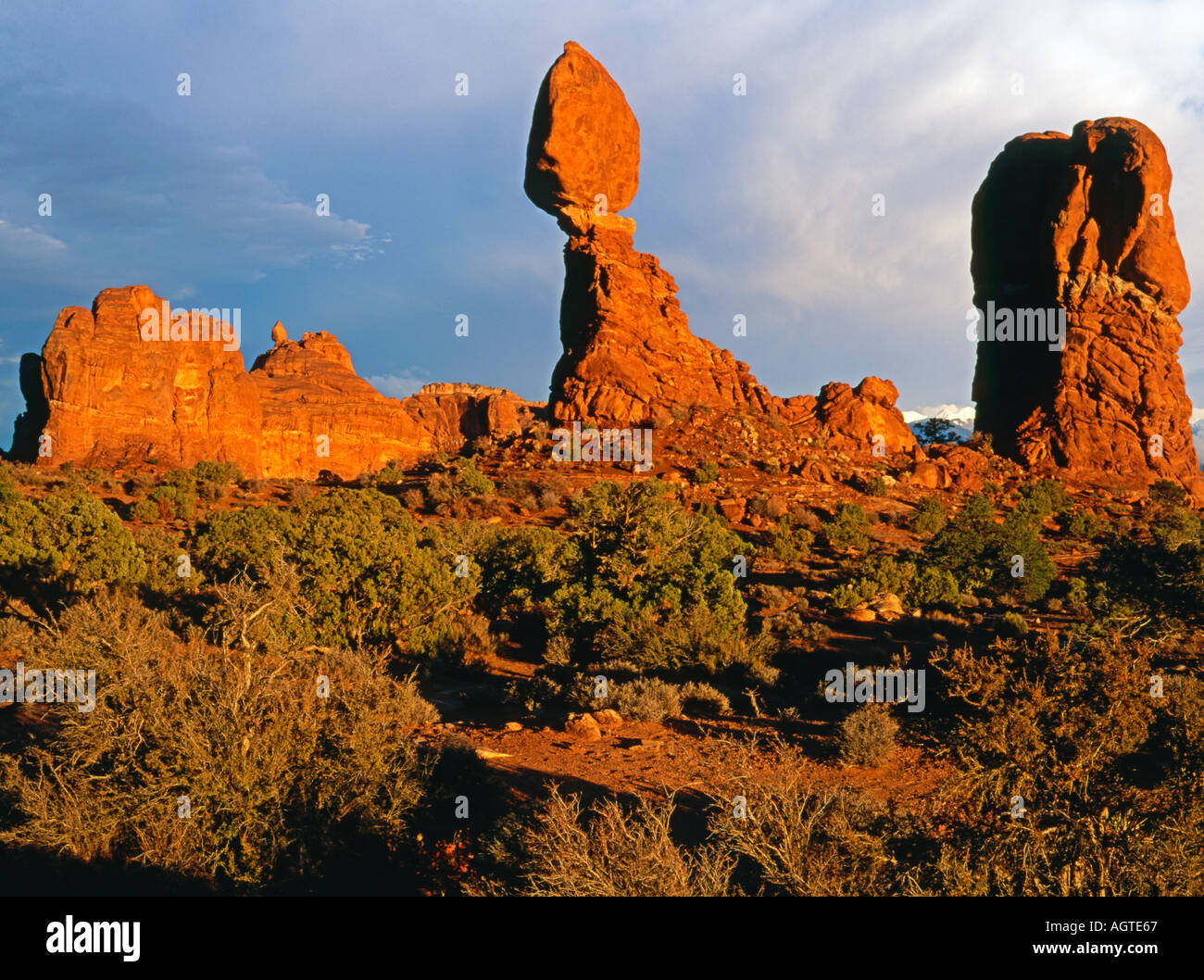 Ausgewogene Rock Abend Sonne Arches National Park Utah USA Stockfoto