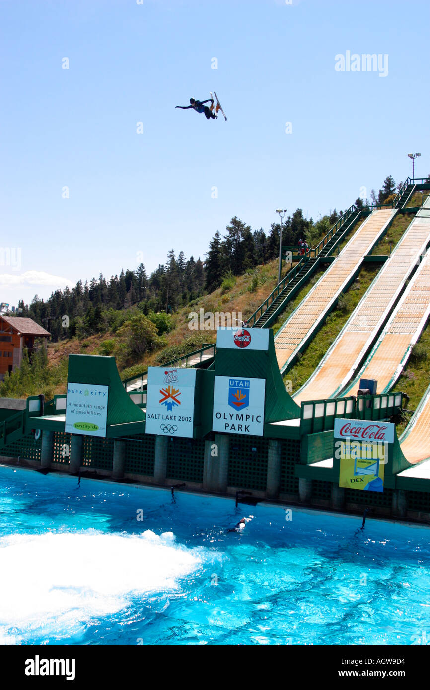 Freestyle Ski Antennen in Sommer Olympischen Park Park City in Utah Stockfoto