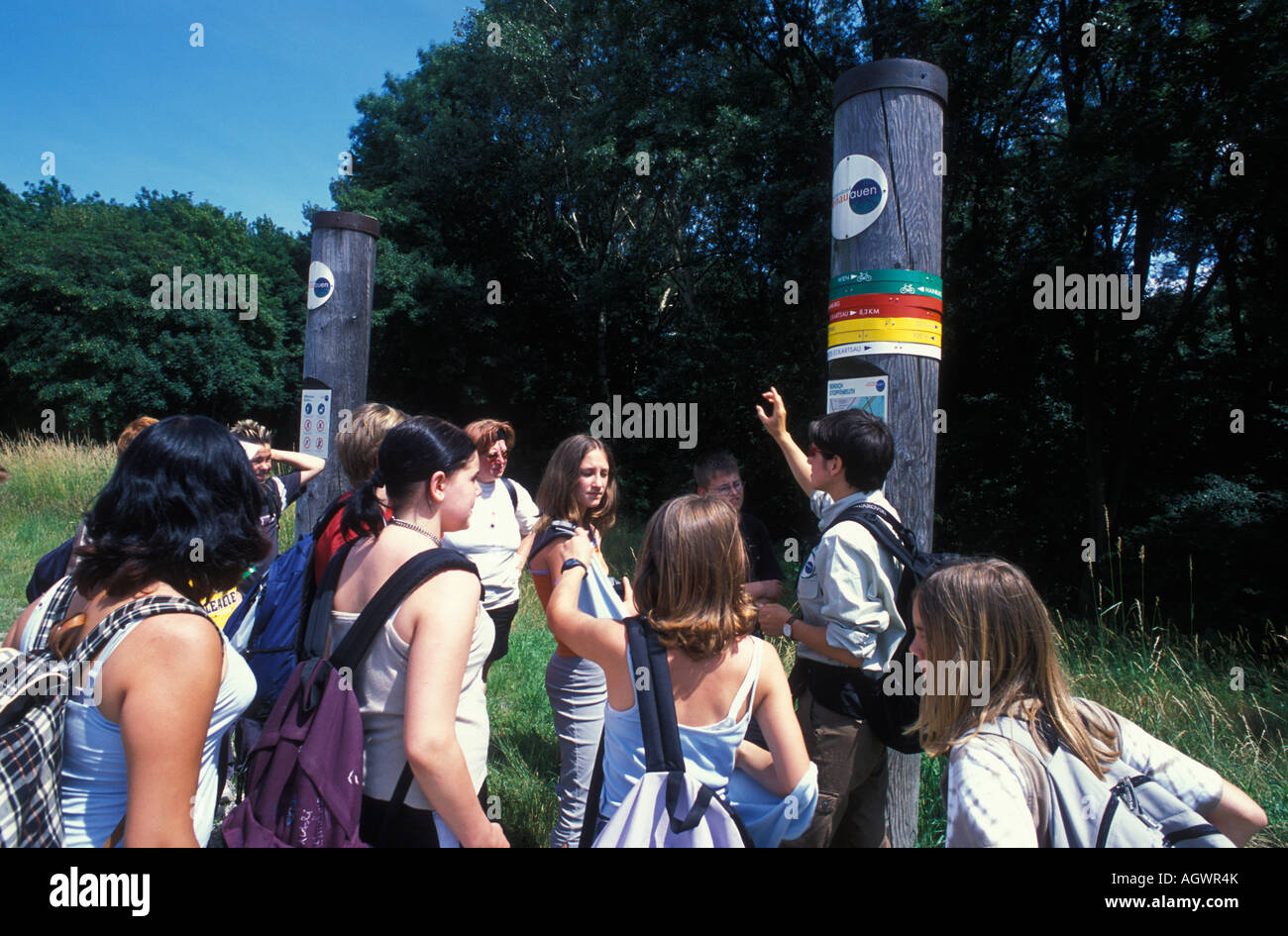 Geführte Tour auf der Donau Wiese Donau-Nationalpark in der Nähe von Stophenreuth in der Nähe von Wien Stockfoto