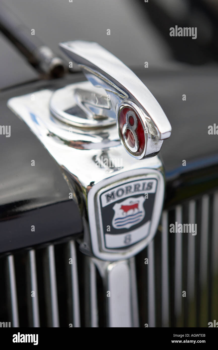 Morris acht Abzeichen alte Autos Stockfoto