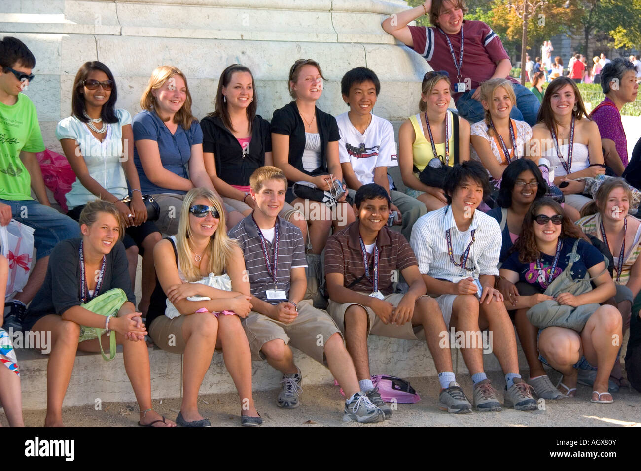 Eine Gruppe von amerikanischen Studenten auf eine Goodwill-Tour in Paris Frankreich Stockfoto