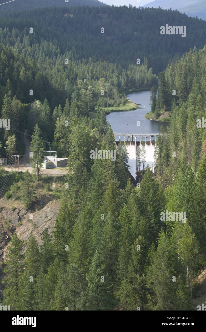 Moyie fällt Staudamm und Kraftwerk Moyie River Boundary County Idaho USA Stockfoto