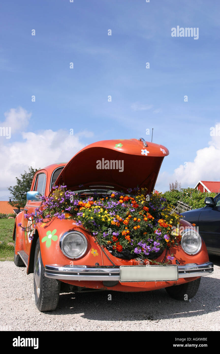 Flower-Power-VW-Auto Stockfoto