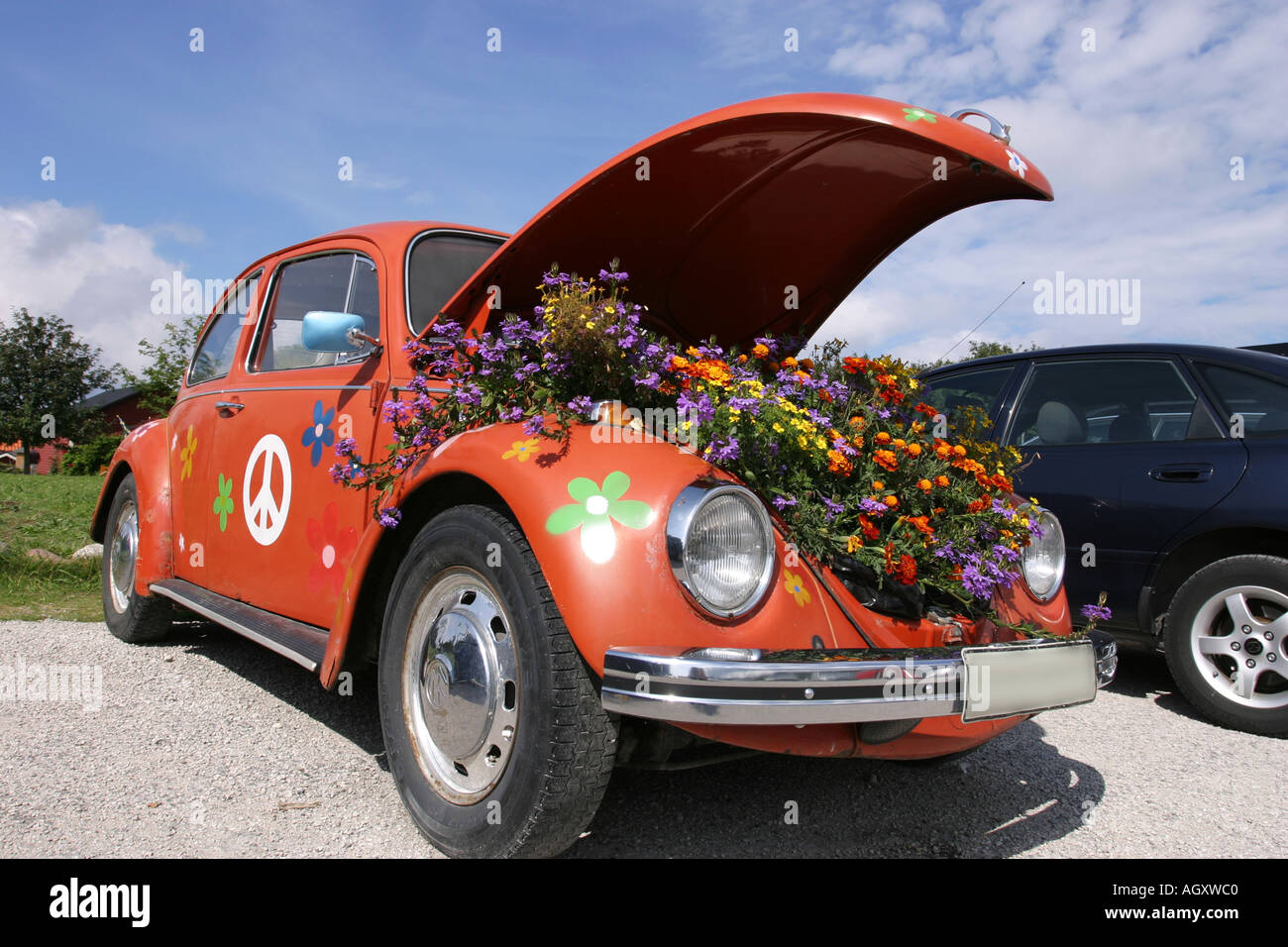 Flower-Power-VW-Auto Stockfoto