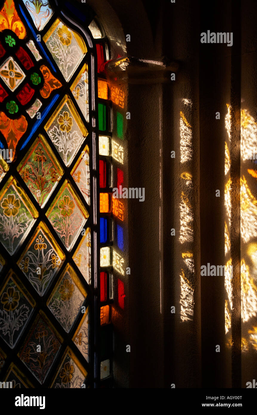 Glasfenster im Kloster der Gloucester Cathedral Gloucestershire, England Stockfoto