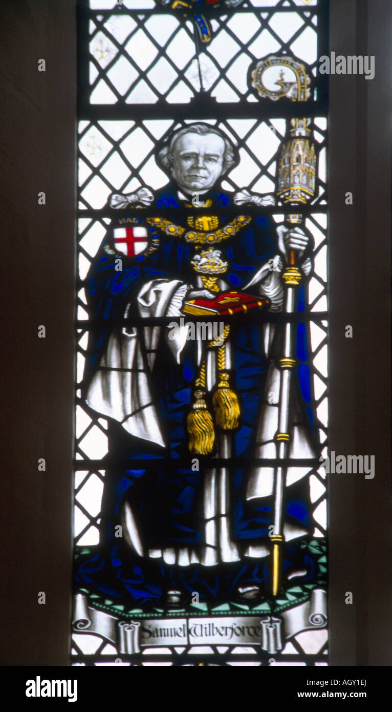 Martin von Tours Kirche Epsom Surrey Samuel Wilberforce Stainied Glasfenster Stockfoto