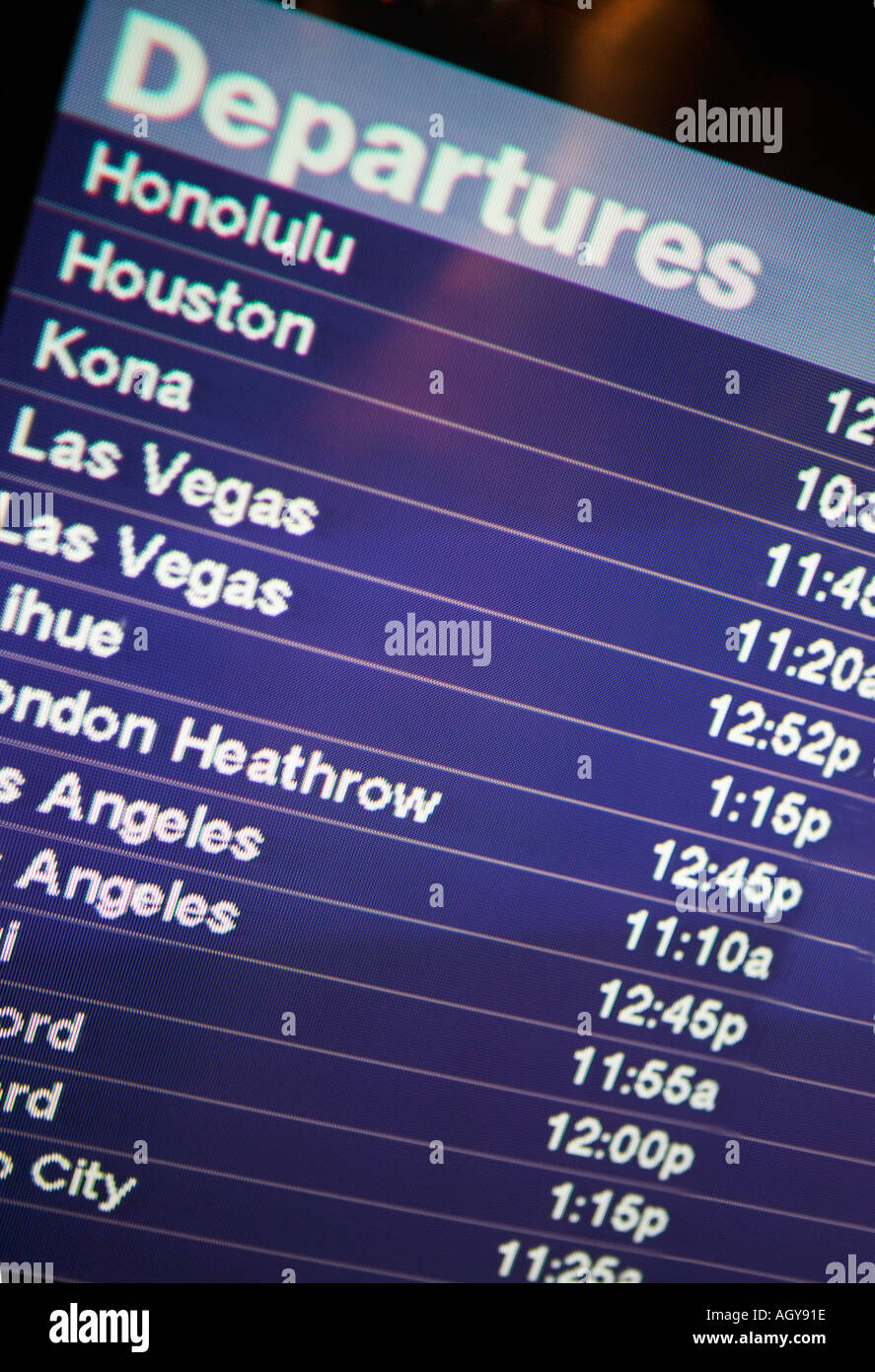 Flughafen Abflug Zeitplan Stockfoto