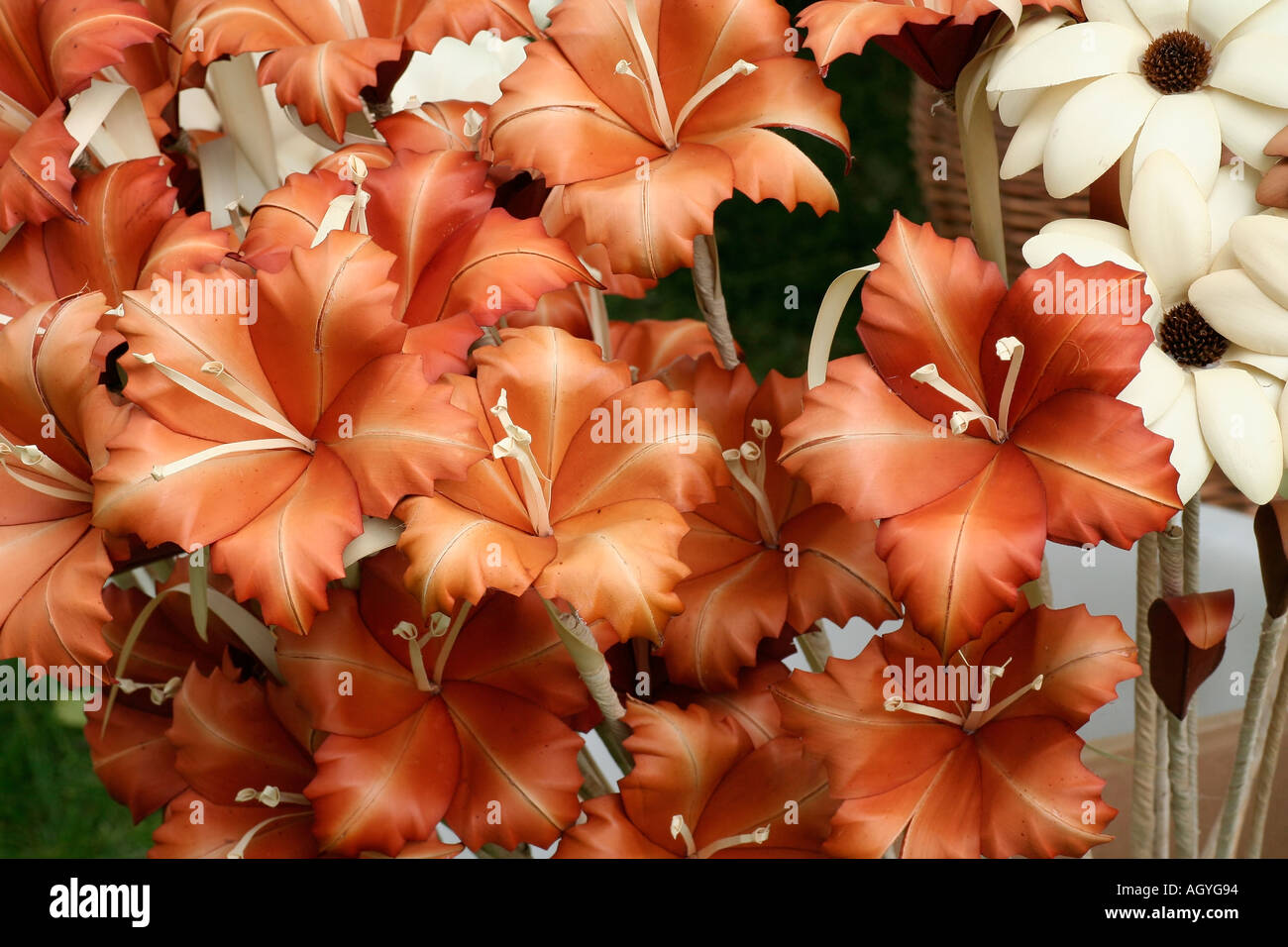 bewaldeten Kunsthandwerk Blumen geschnitzt Stockfoto