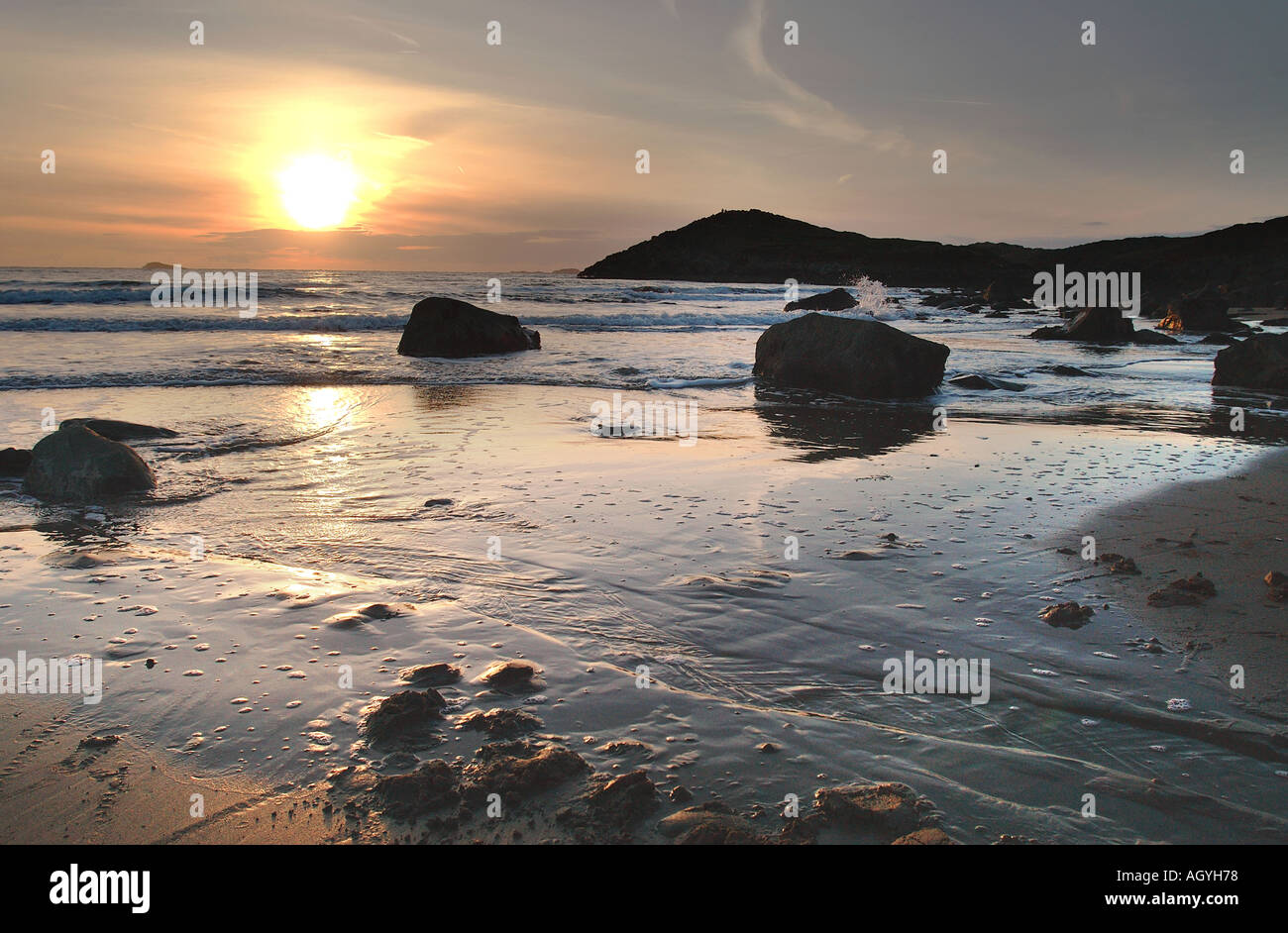 Dropping Tide Whitesands Bay Stockfoto
