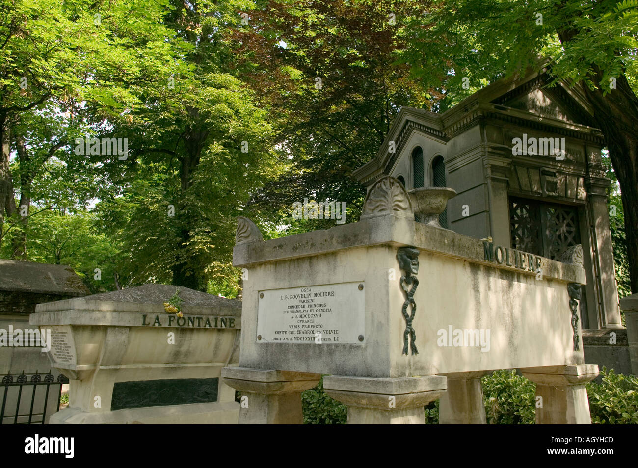 Frankreich Grab Von Jean De La Fontaine Und Moliere Im Friedhof Pere Lachaise In Paris Stockfotografie Alamy