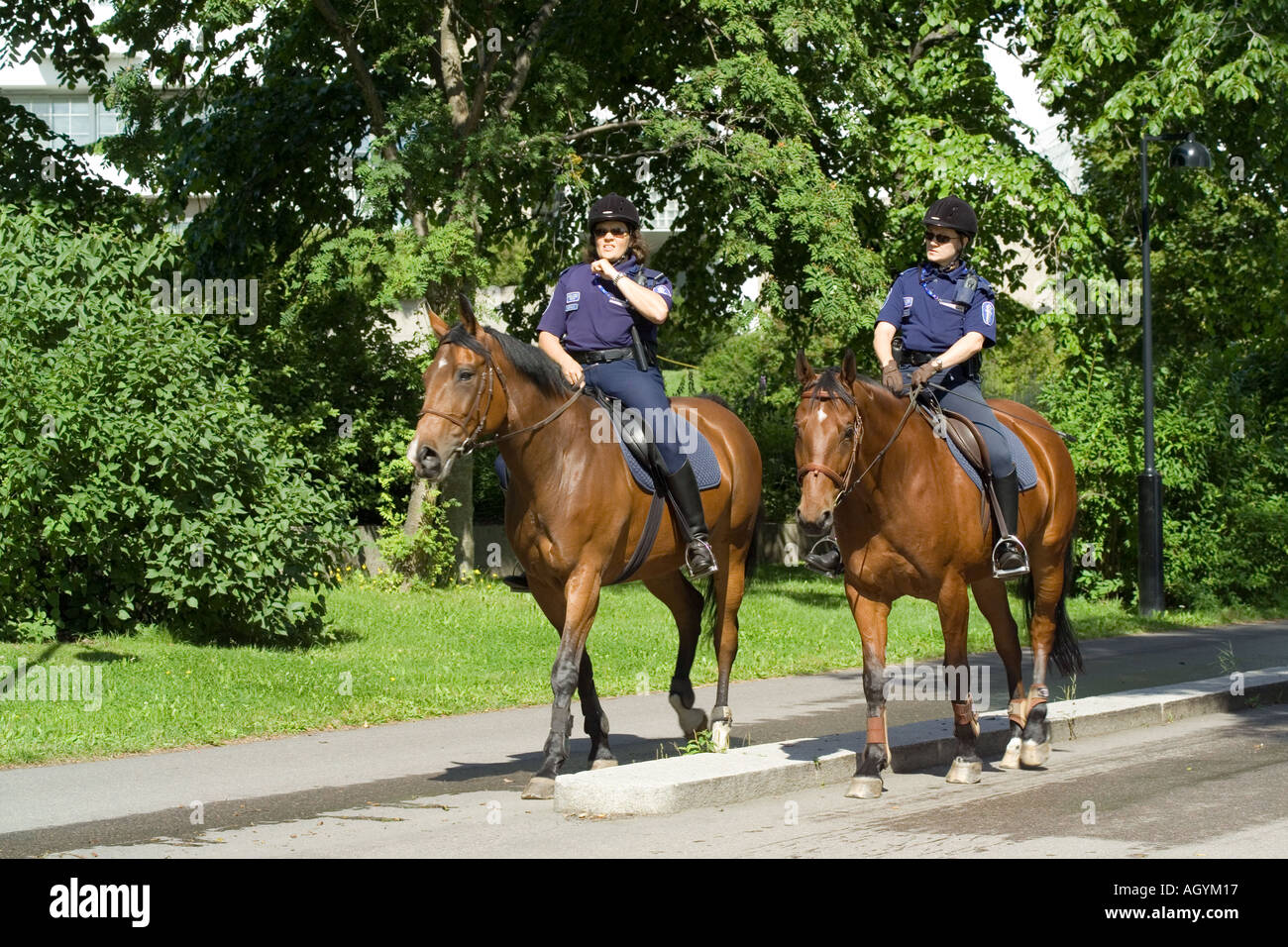 Zwei berittene Polizistinnen Stockfoto