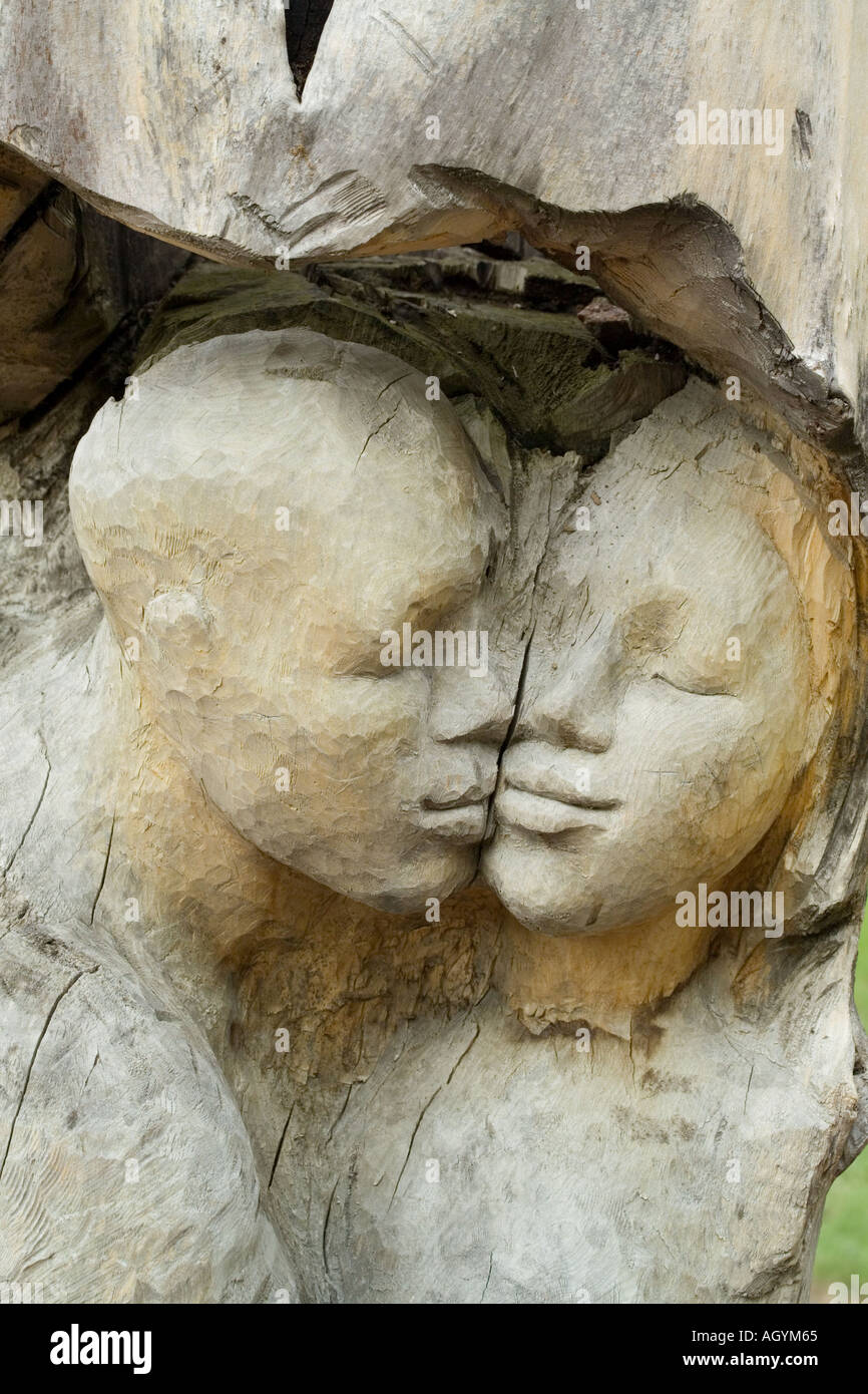in Holz geschnitzte Figuren Stockfoto