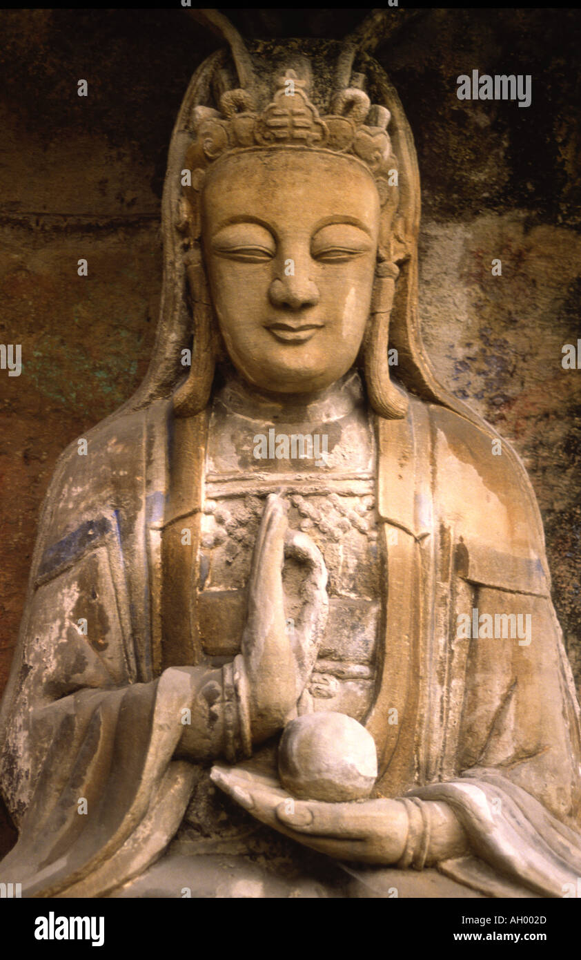 Mittelalterliche buddhistische Höhlenkunst Dazu China 2 Stockfoto