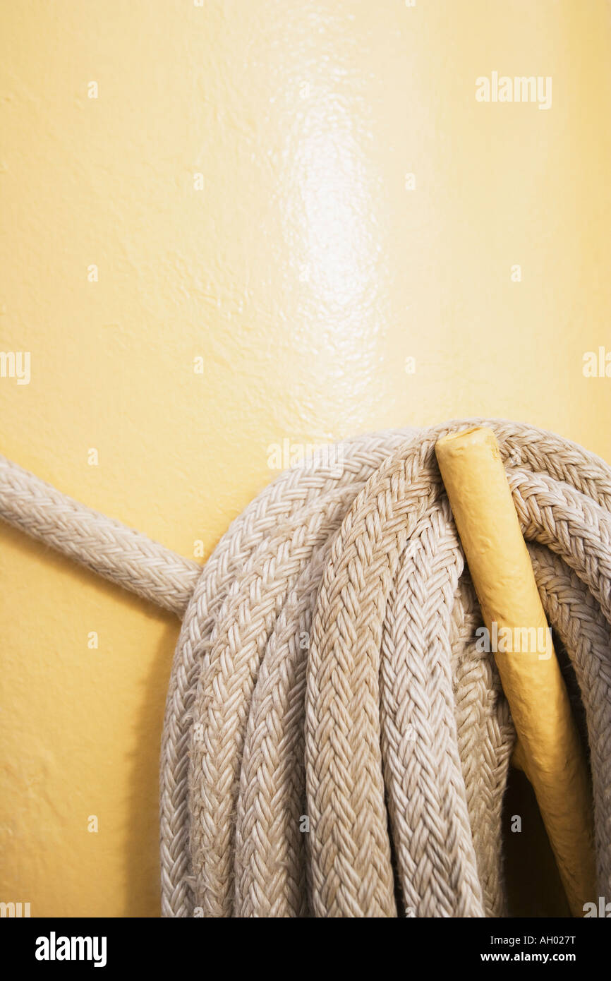 Nahaufnahme von einem Seil hängen an einem Griff Stockfoto